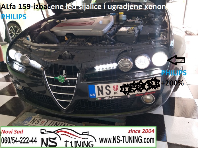 alfa 159 ugradnja led xenon sijalica philips h7 h1 canbus trafo novi sad ns tuning